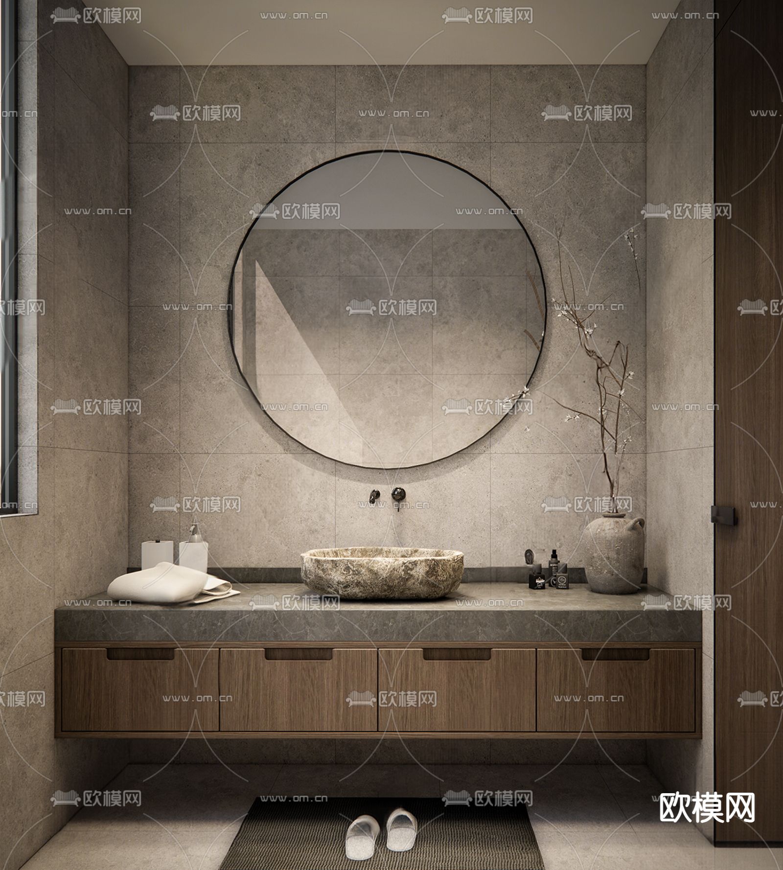 侘寂风台盆 洗手台3d模型下载