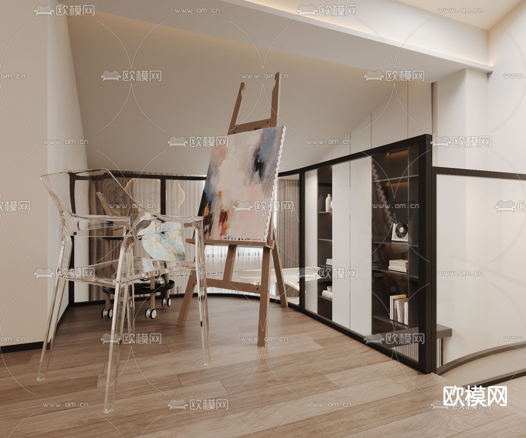 美术画板 画架 休闲椅3d模型下载