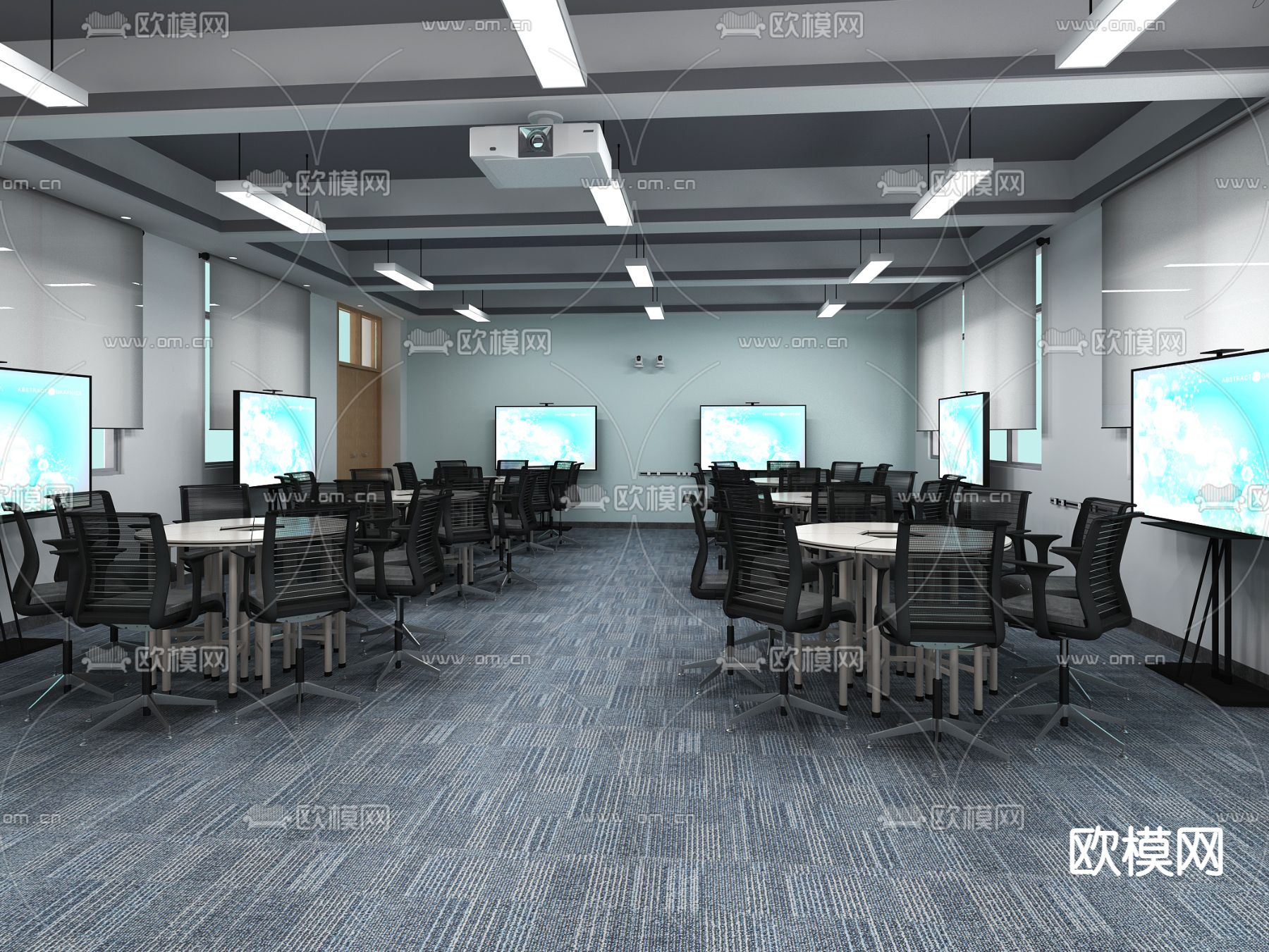 现代学校 多媒体教室3d模型下载
