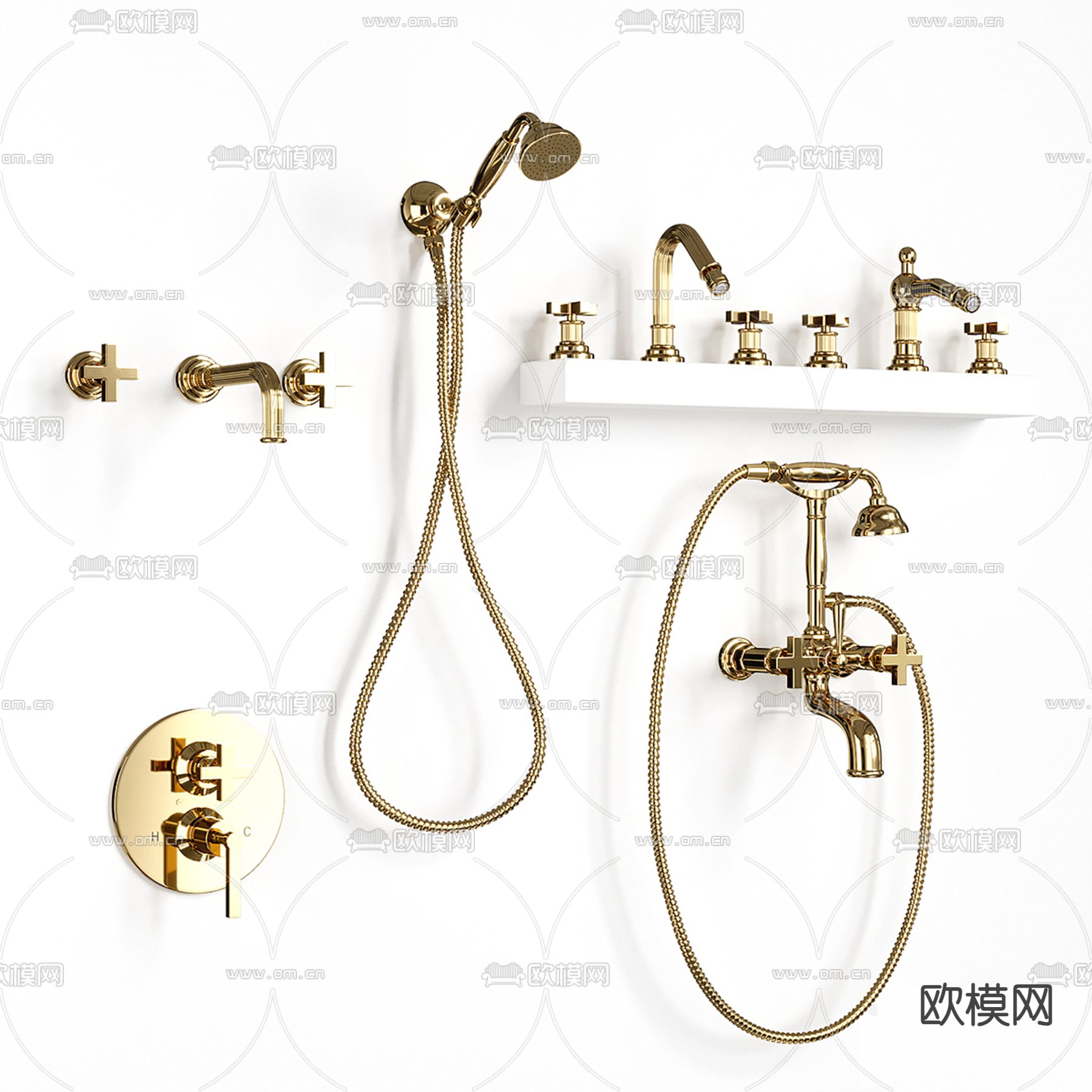 淋浴花洒 喷头3d模型下载