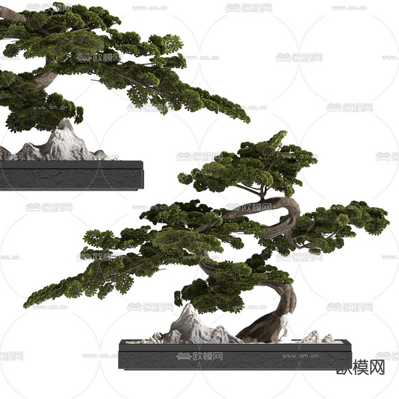 新中式盆景 松树盆景3d模型下载_ID15190370_3dmax免费模型-欧模网