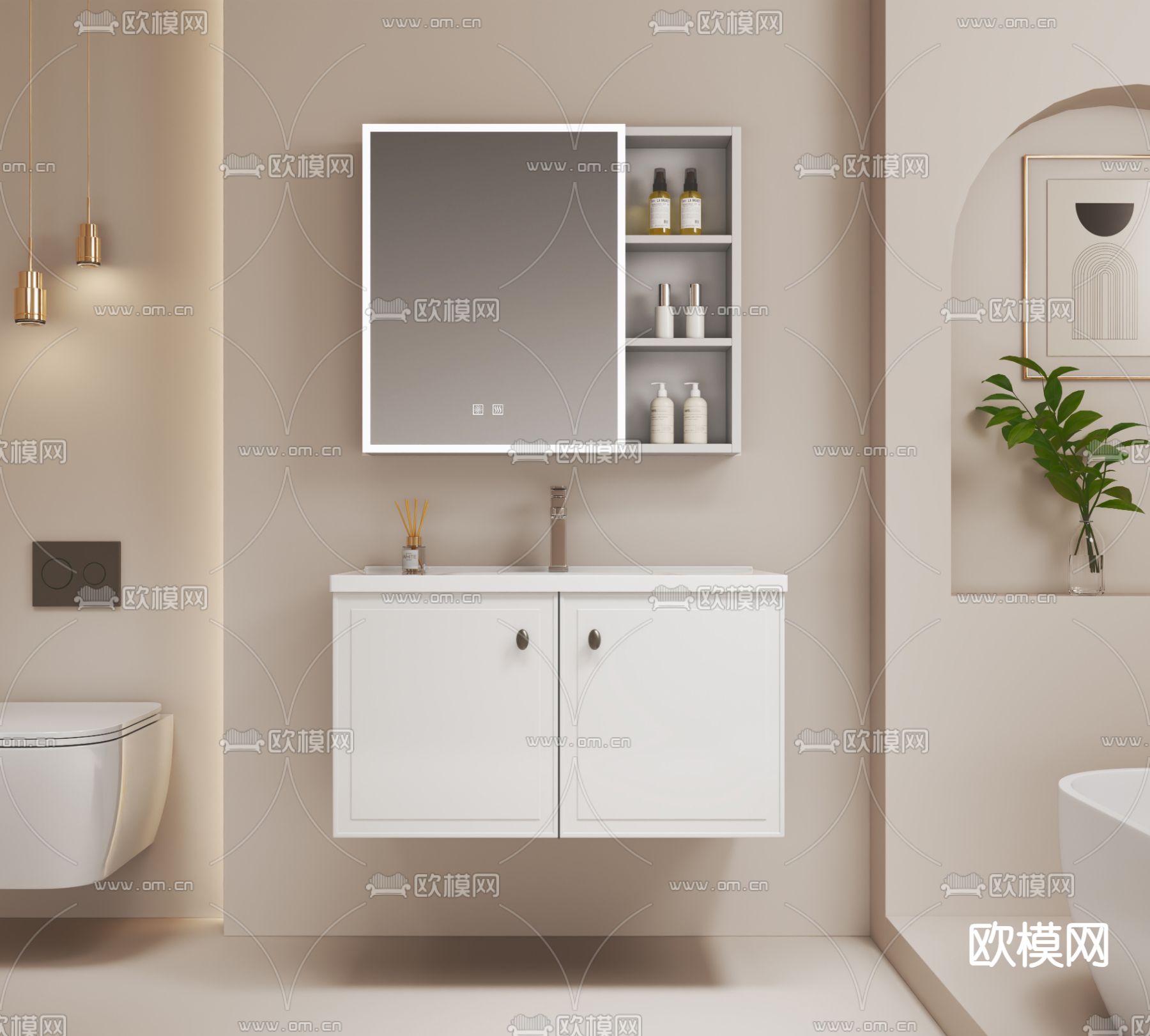 法式浴室柜 洗手台 洗手盆3d模型下载