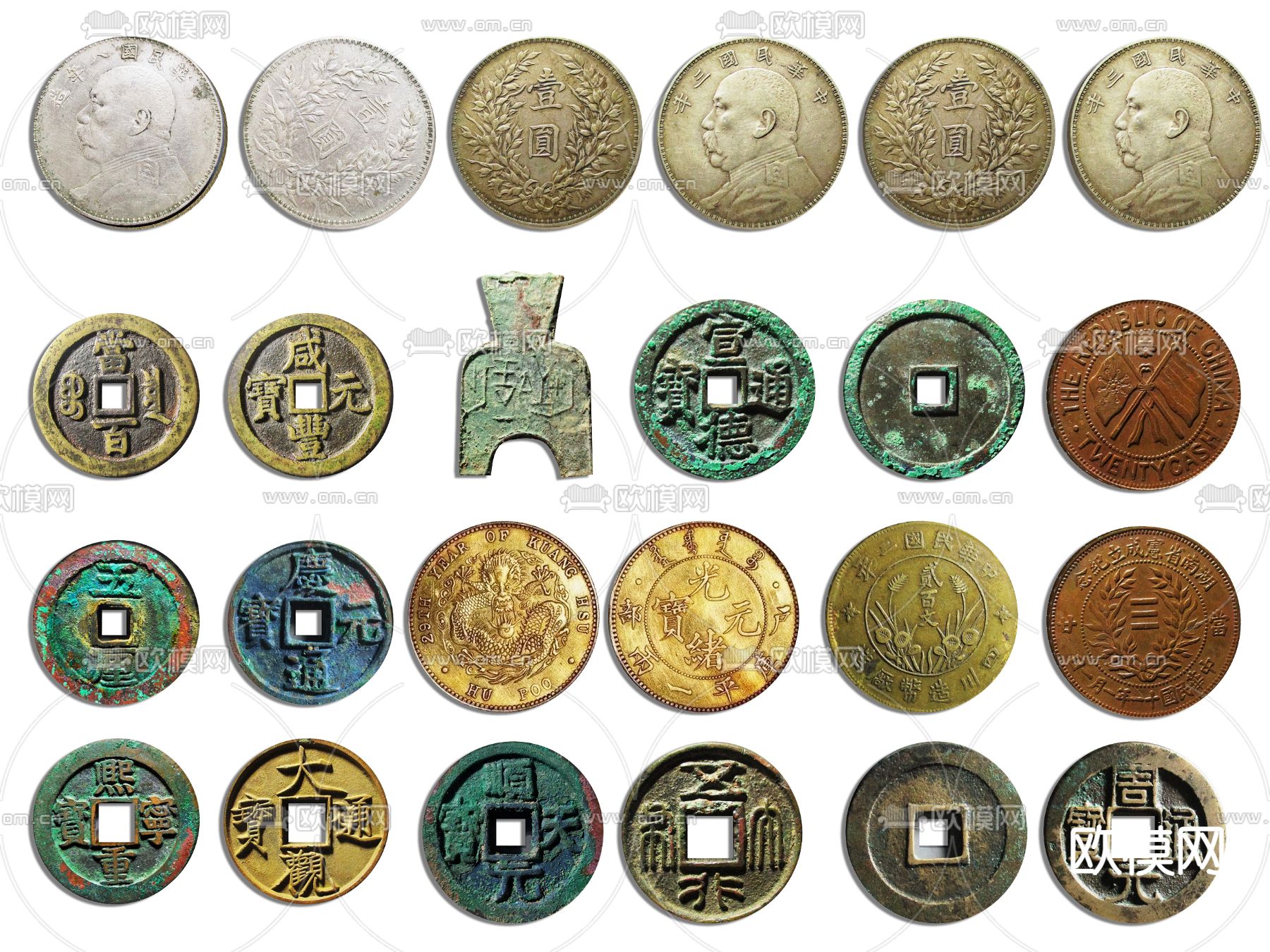 古钱币 铜币 银元 铜钱3d模型下载