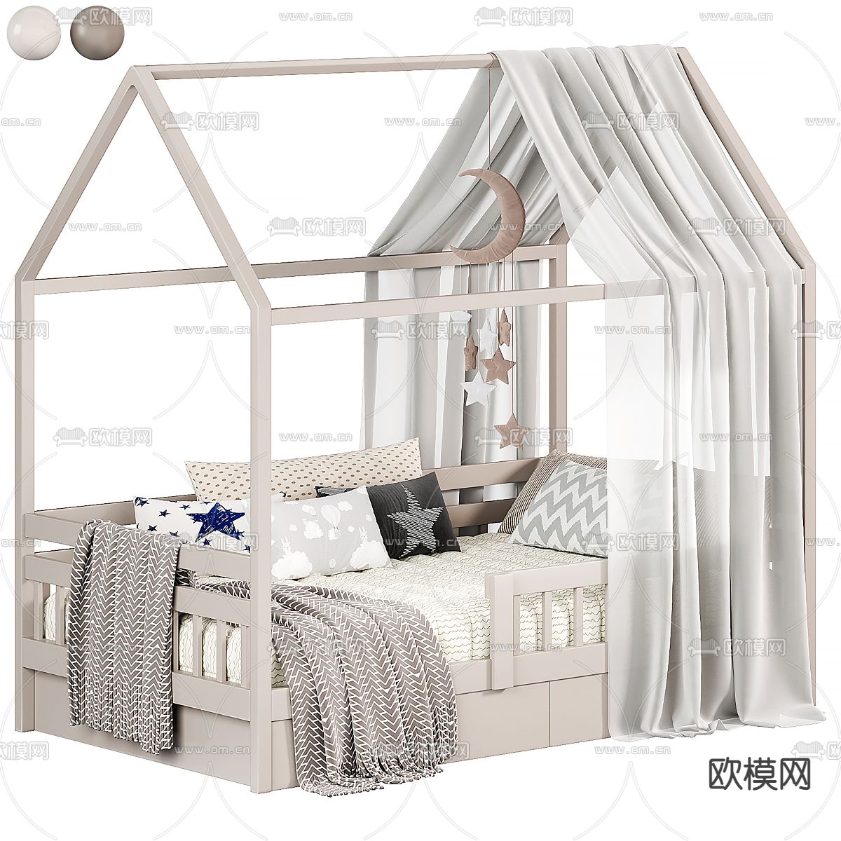 现代儿童床3d模型下载（渲染图1）