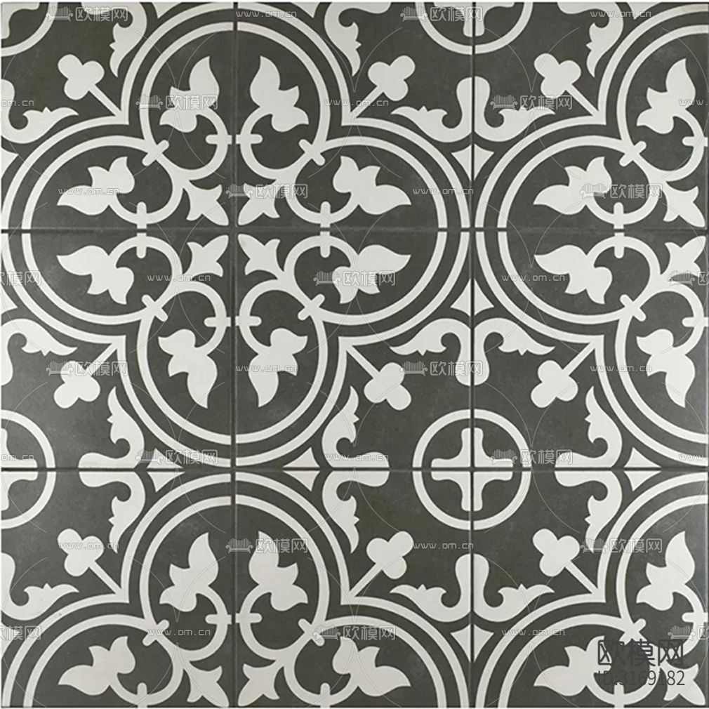 灰色现代花砖贴图下载（渲染图6）