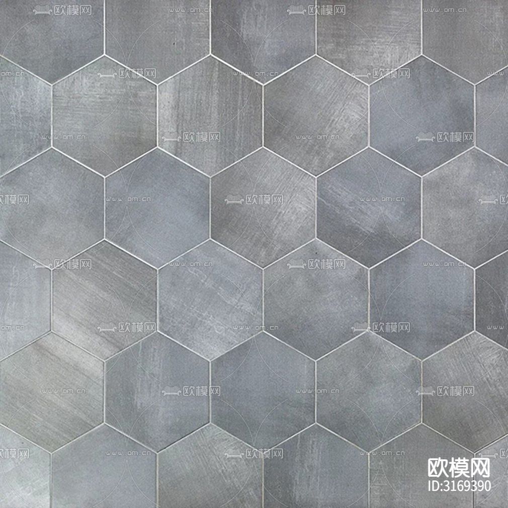 灰色石材纹六角砖贴图下载（渲染图2）