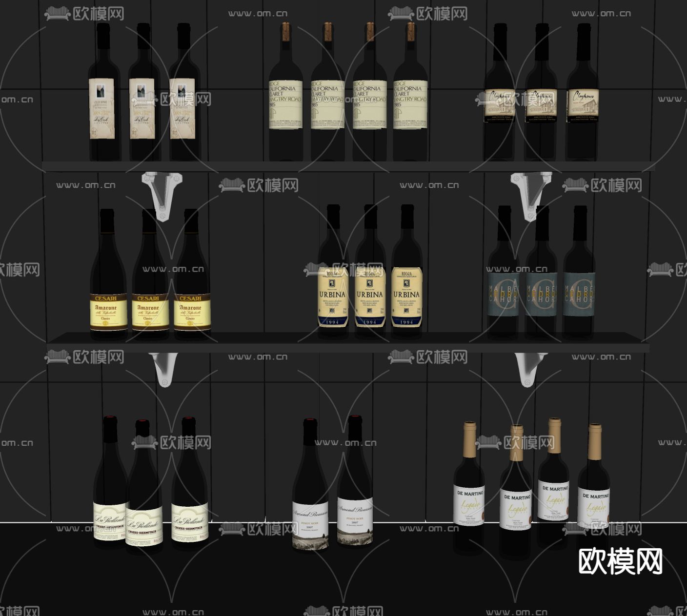 酒具摆件 红酒su模型下载（渲染图1）