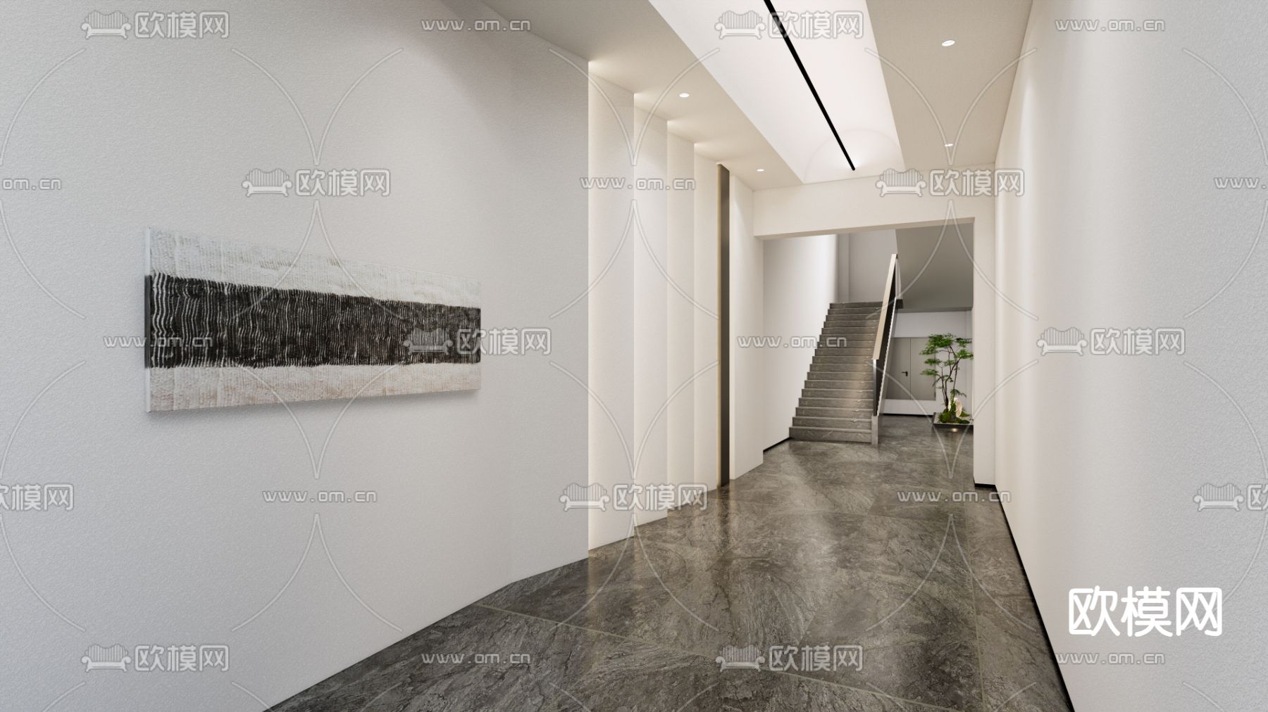现代走廊 过道su模型下载（渲染图2）