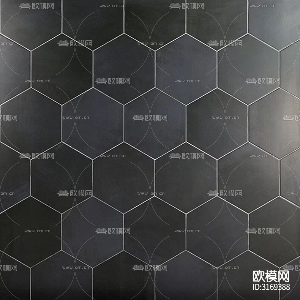 黑色石材纹六角砖贴图下载