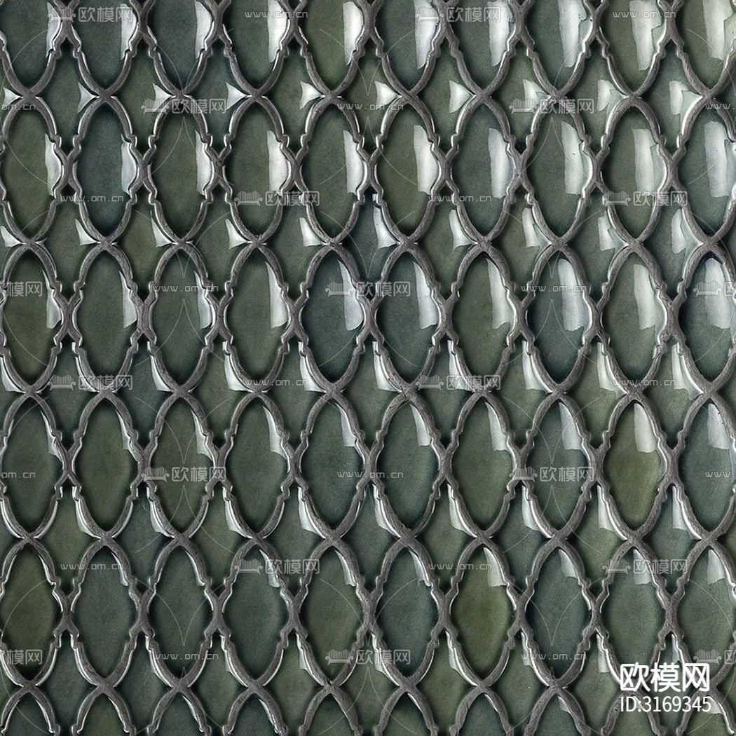 绿色宝石瓷砖马赛克贴图下载（渲染图2）