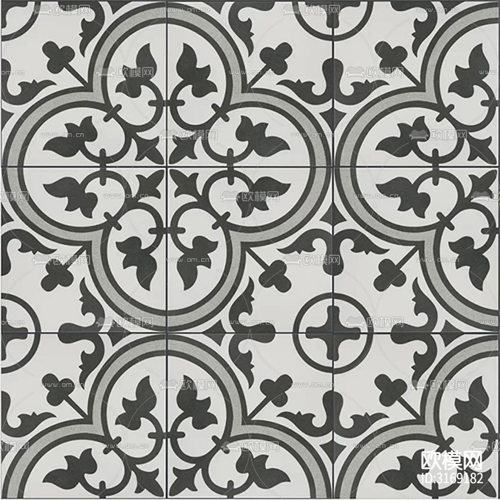 灰色现代花砖贴图下载（渲染图2）