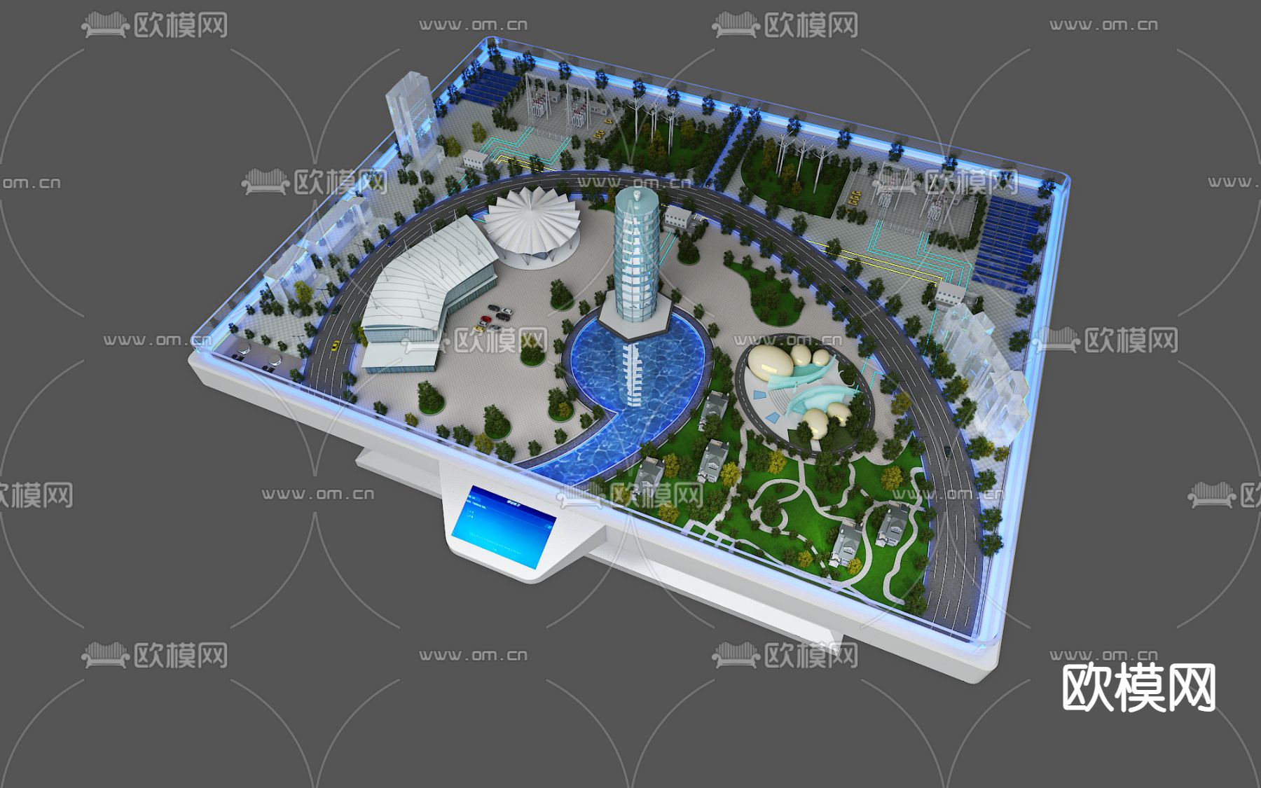现代电力沙盘3d模型下载（渲染图1）