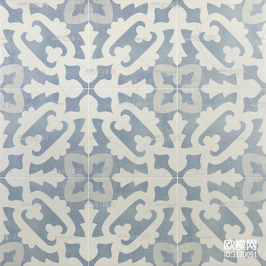 灰色现代简约花砖贴图下载