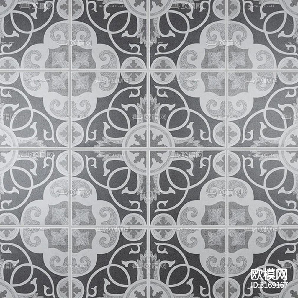 灰色欧式花砖贴图下载（渲染图4）