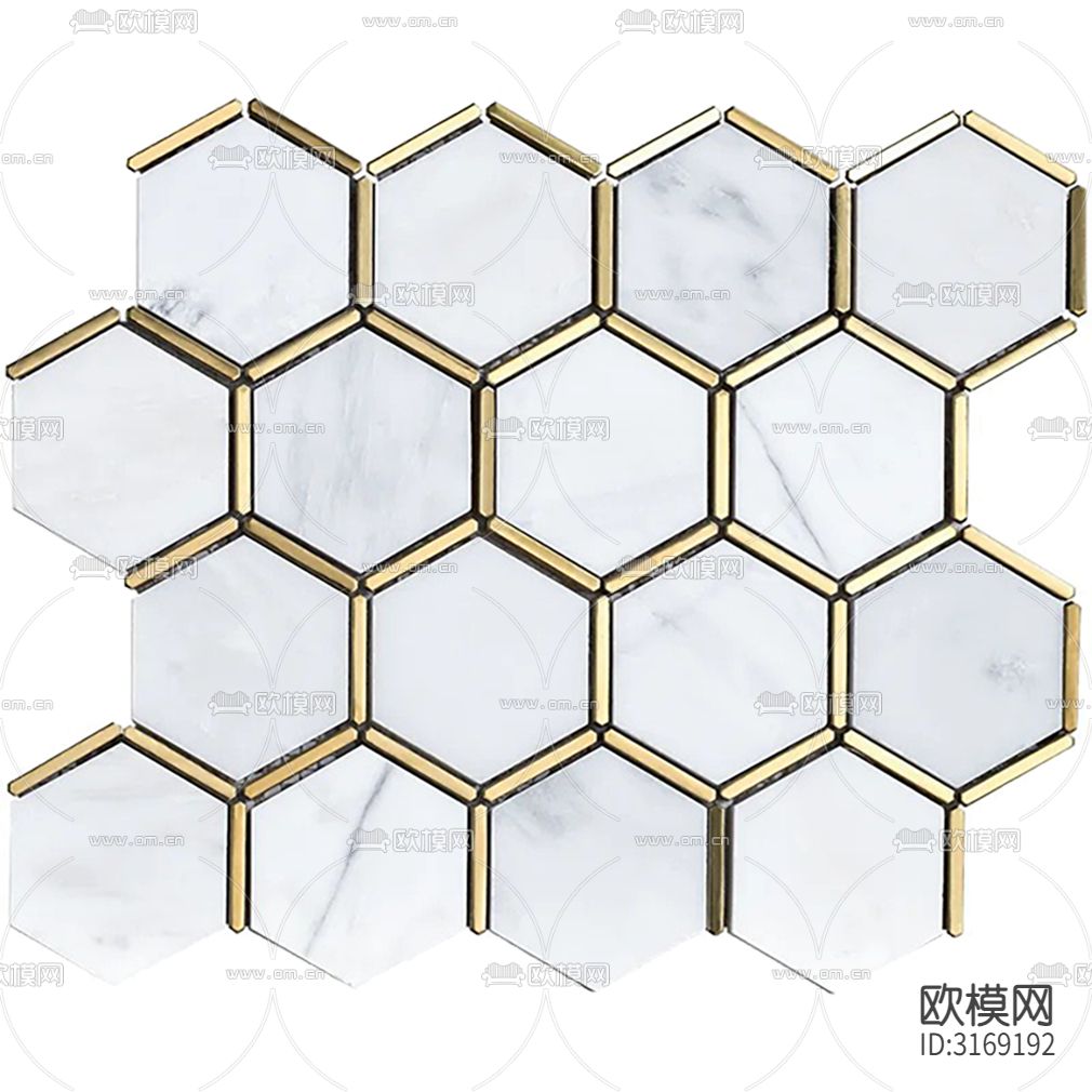 白色大理石材六角马赛克贴图下载（渲染图2）