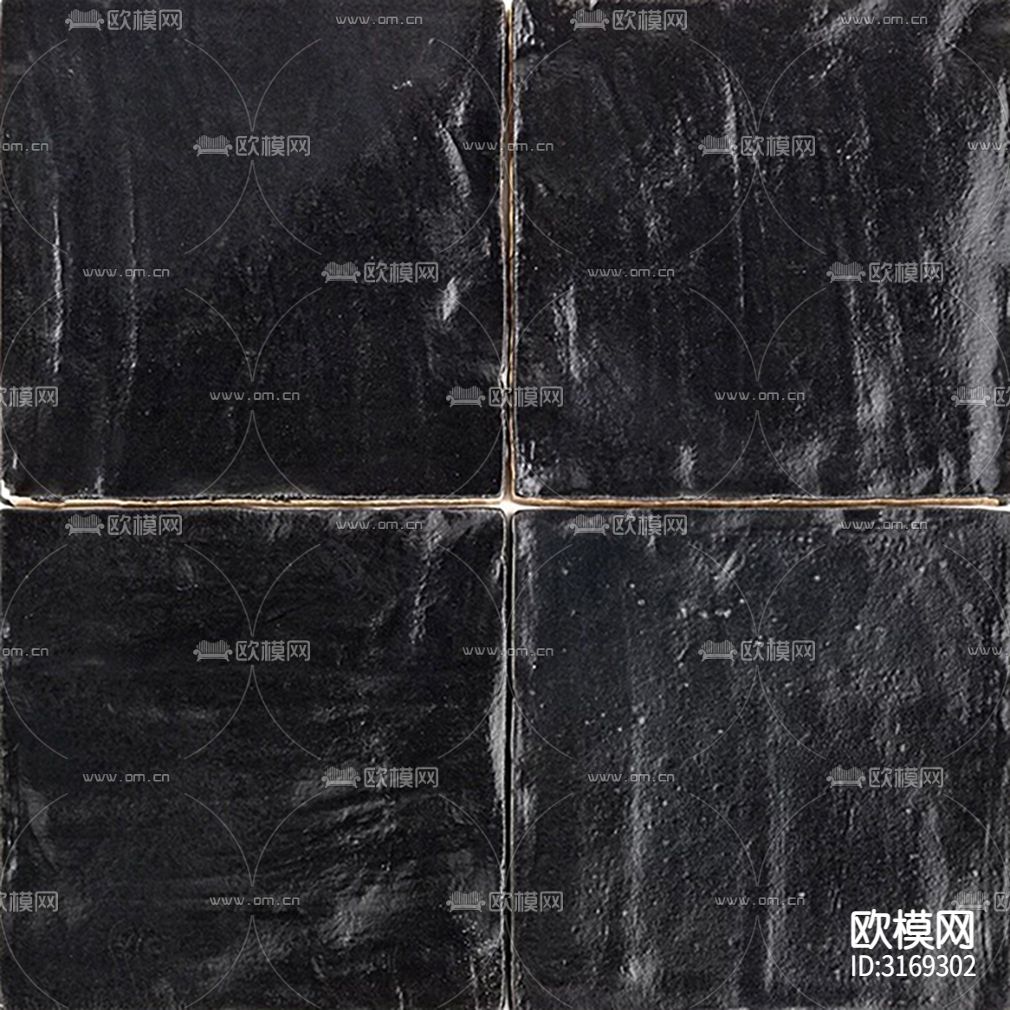 黑色石材纹小方砖格子砖贴图下载（渲染图3）