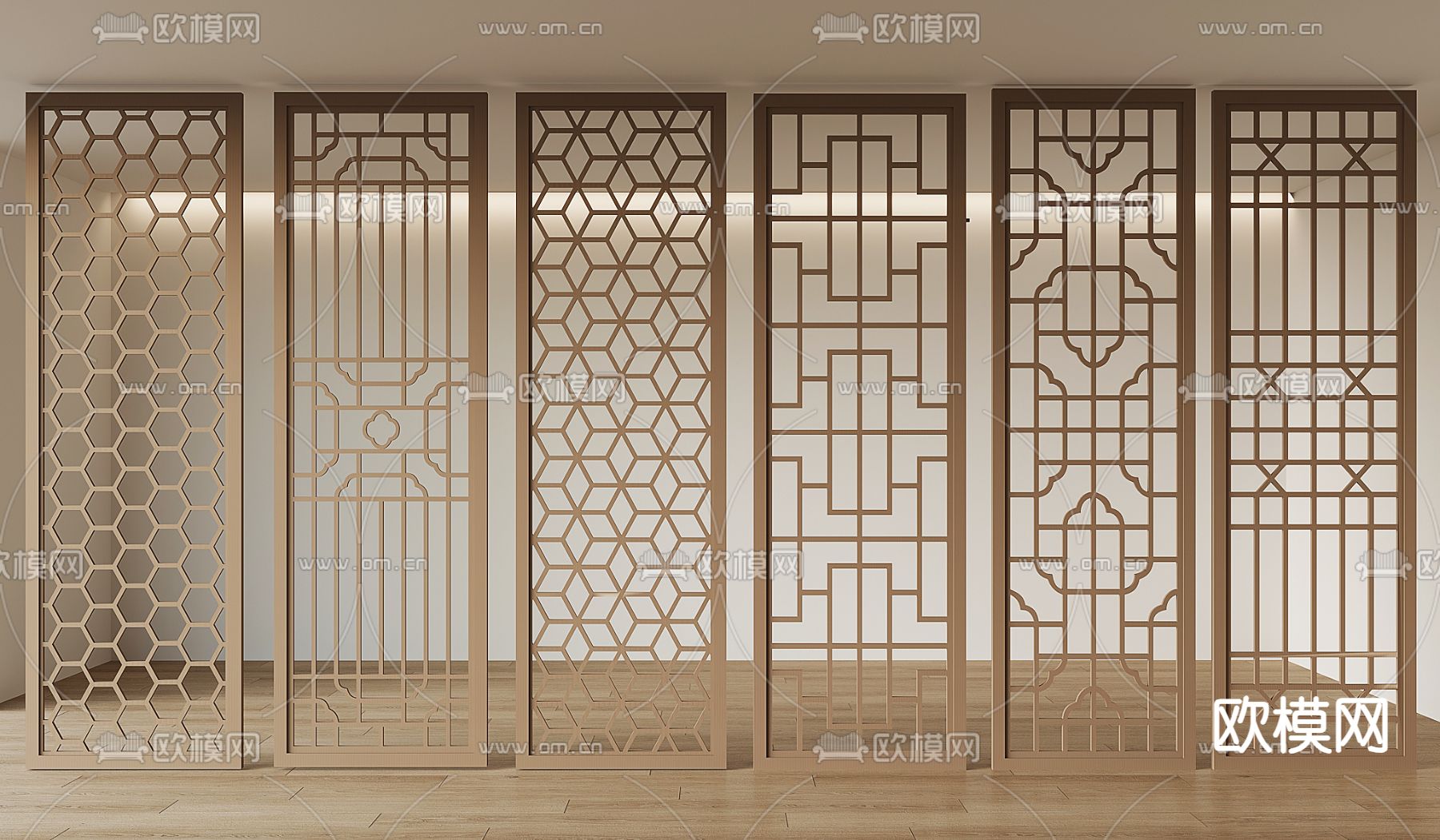 侘寂风屏风 隔断su模型下载（渲染图2）