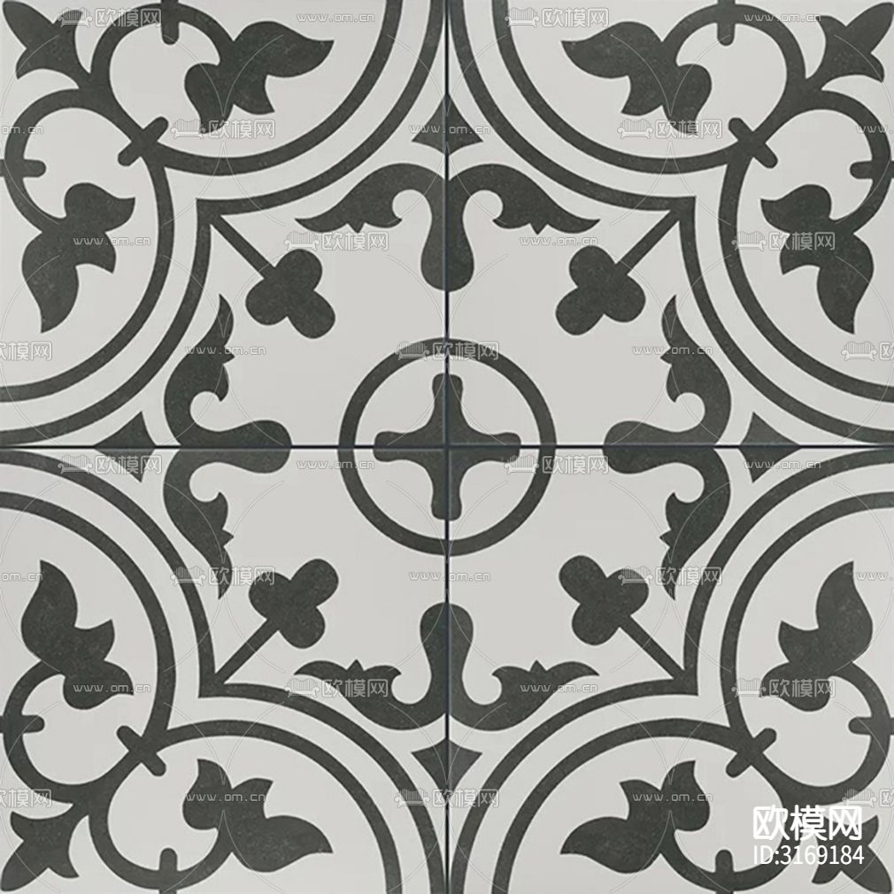 灰色现代花砖贴图下载（渲染图6）