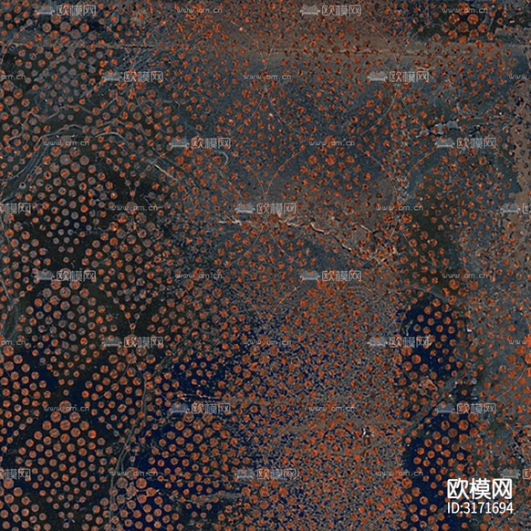咖色金属锈蚀花砖贴图下载(渲染图1)
