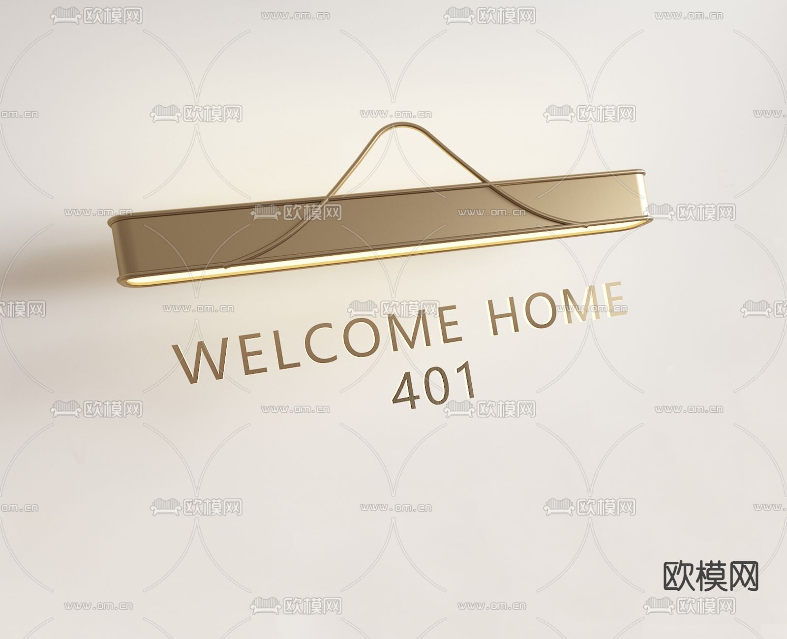 新中式山纹门牌号su模型下载（渲染图2）