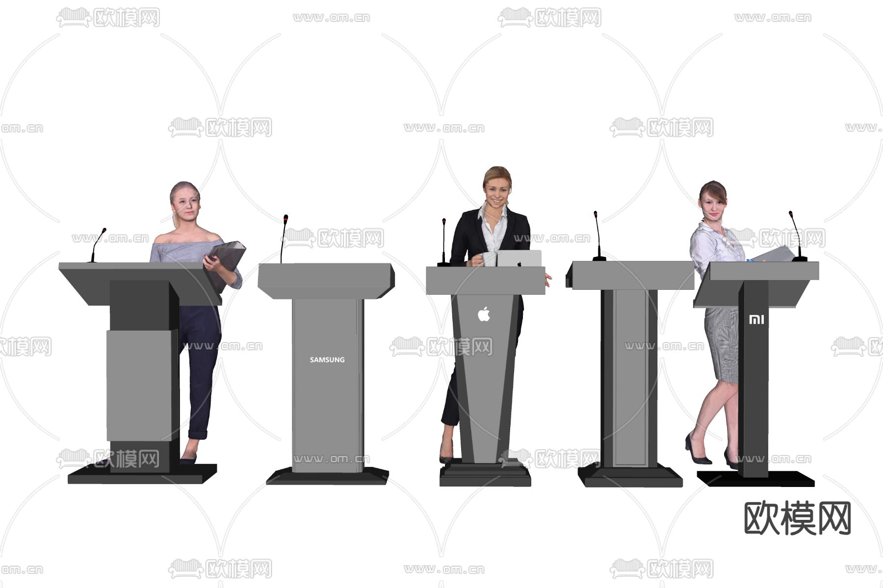 讲台桌 演讲台 发言台su模型下载（渲染图2）