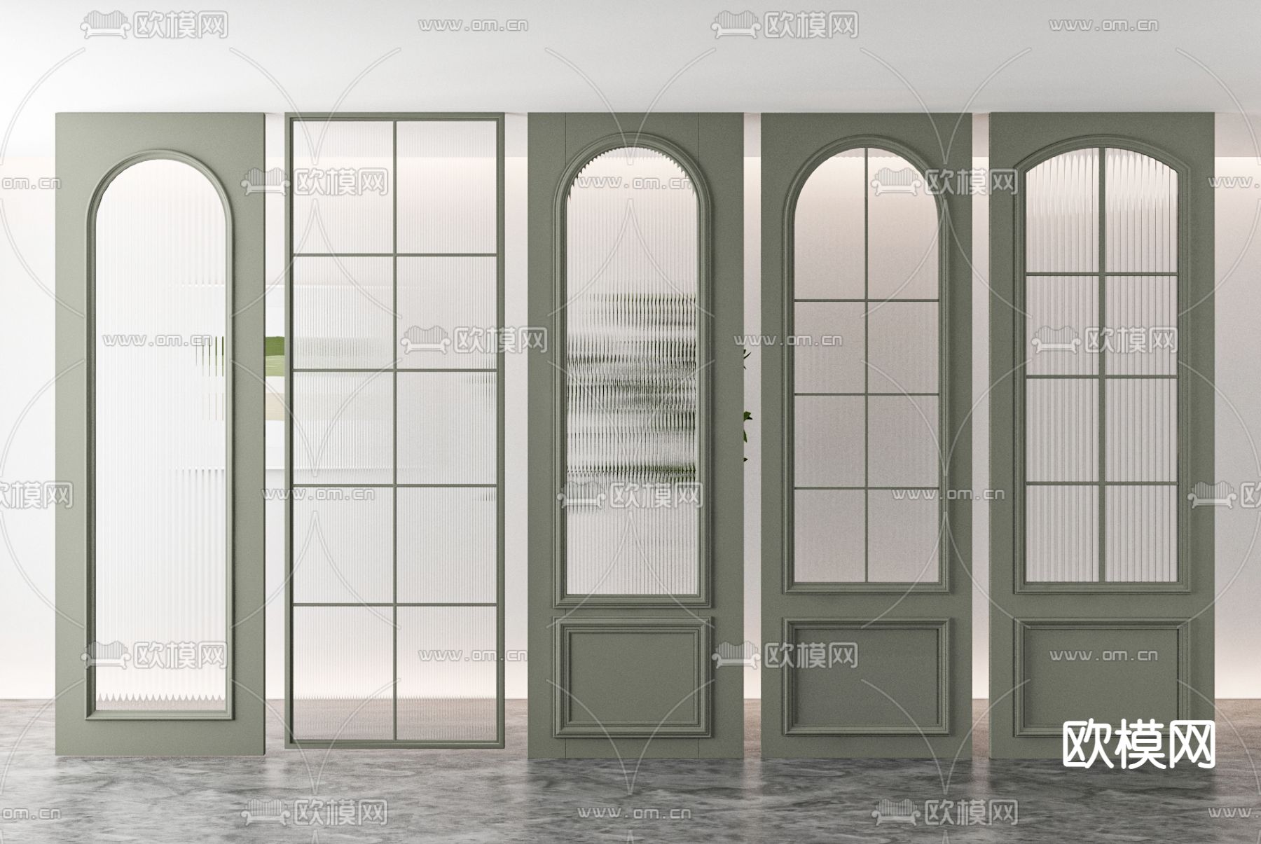 法式玻璃隔断3d模型下载