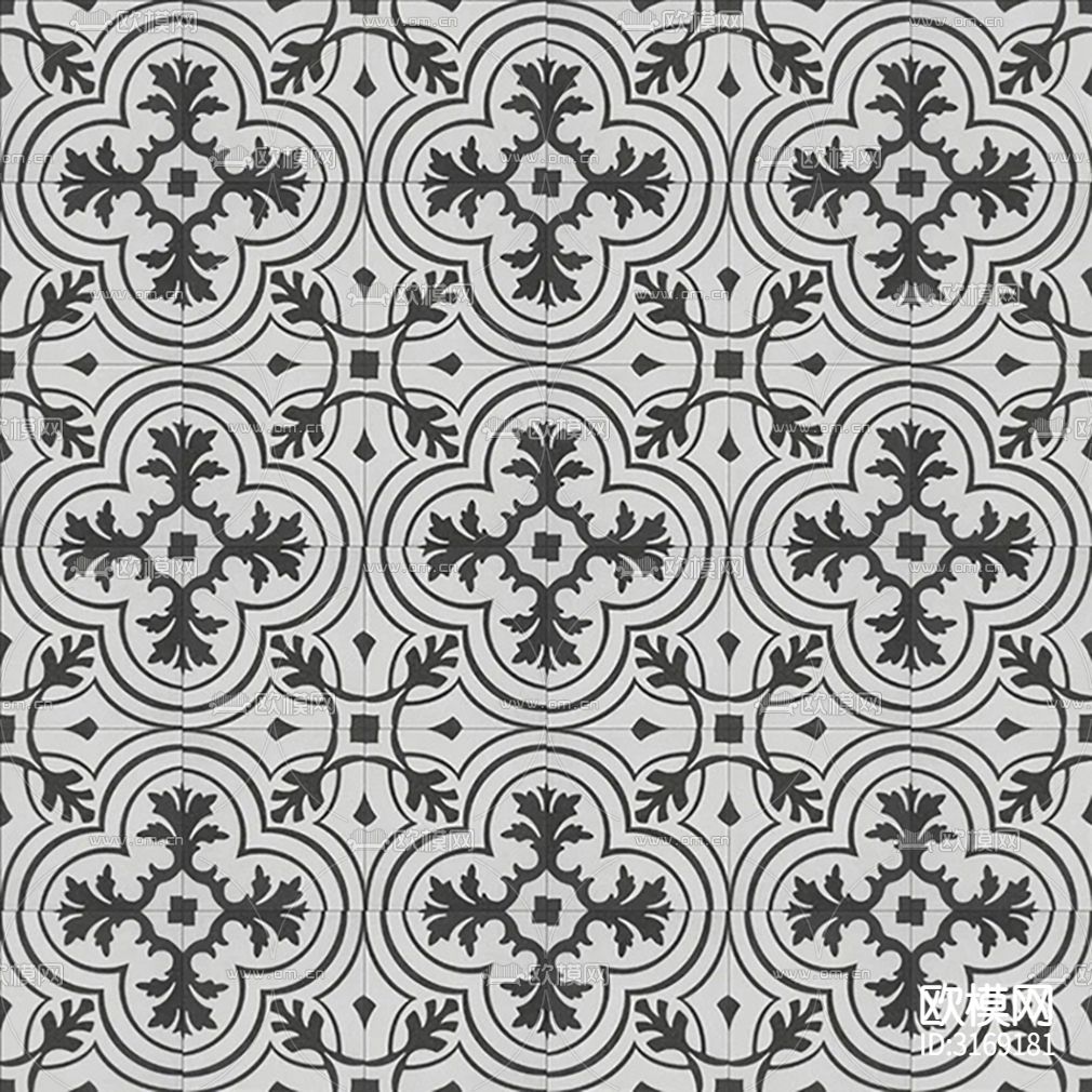 灰色现代花砖贴图下载（渲染图3）