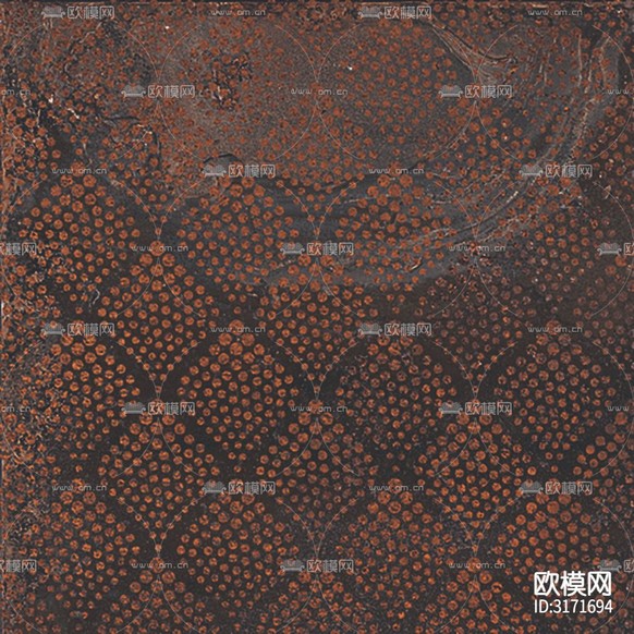 咖色金属锈蚀花砖贴图下载(渲染图5)