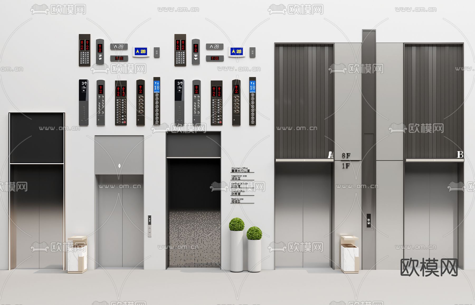 升降电梯 直升电梯 电梯按钮3d模型下载