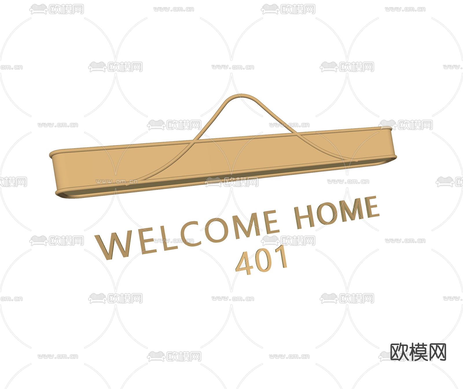 新中式山纹门牌号su模型下载（渲染图1）