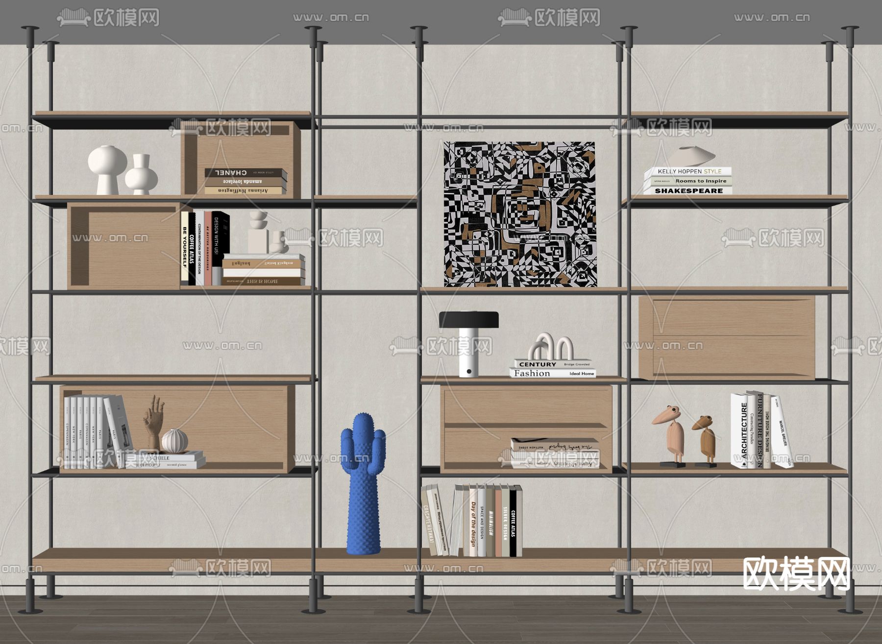 书架 置物架su模型下载（渲染图2）