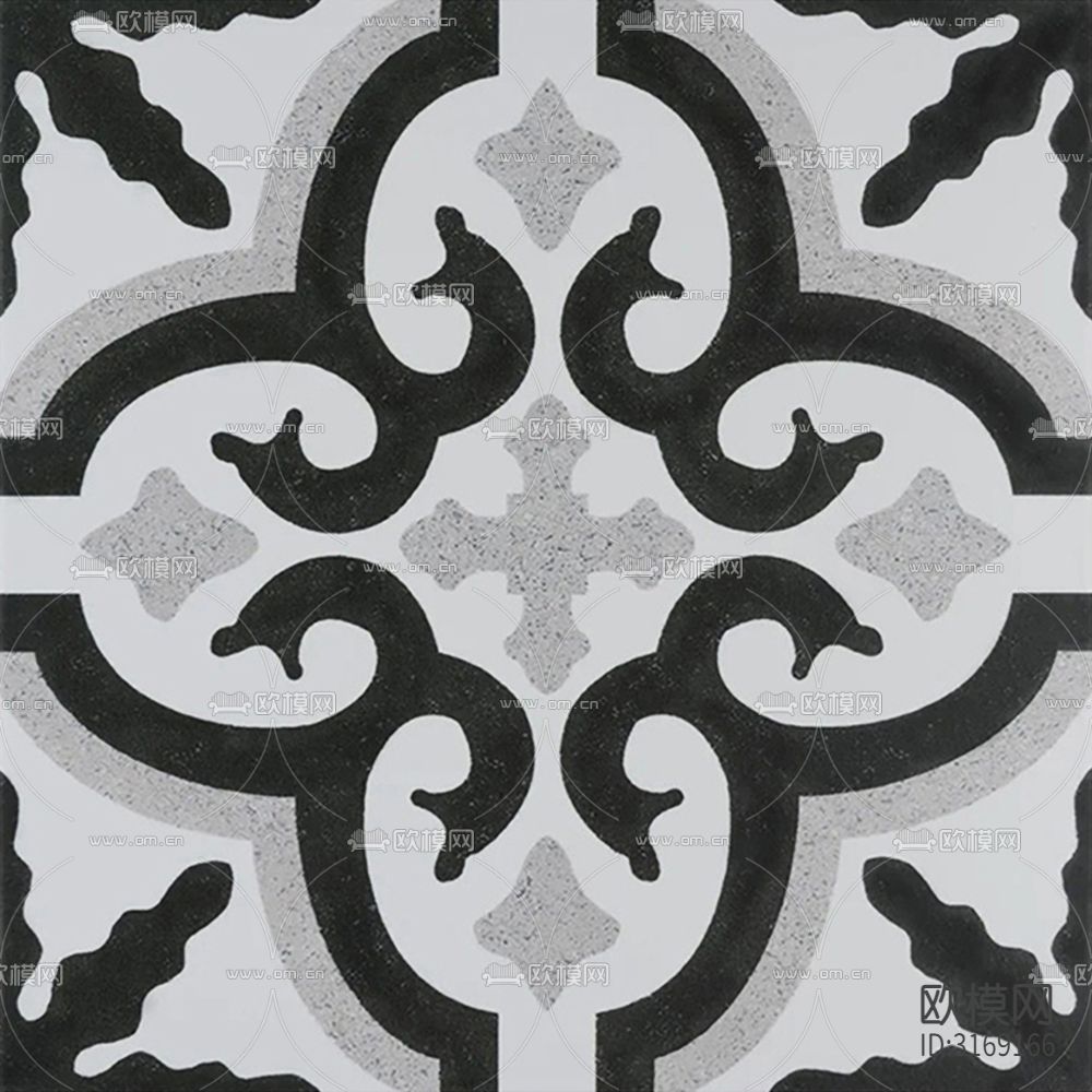 灰色欧式花砖贴图下载（渲染图1）