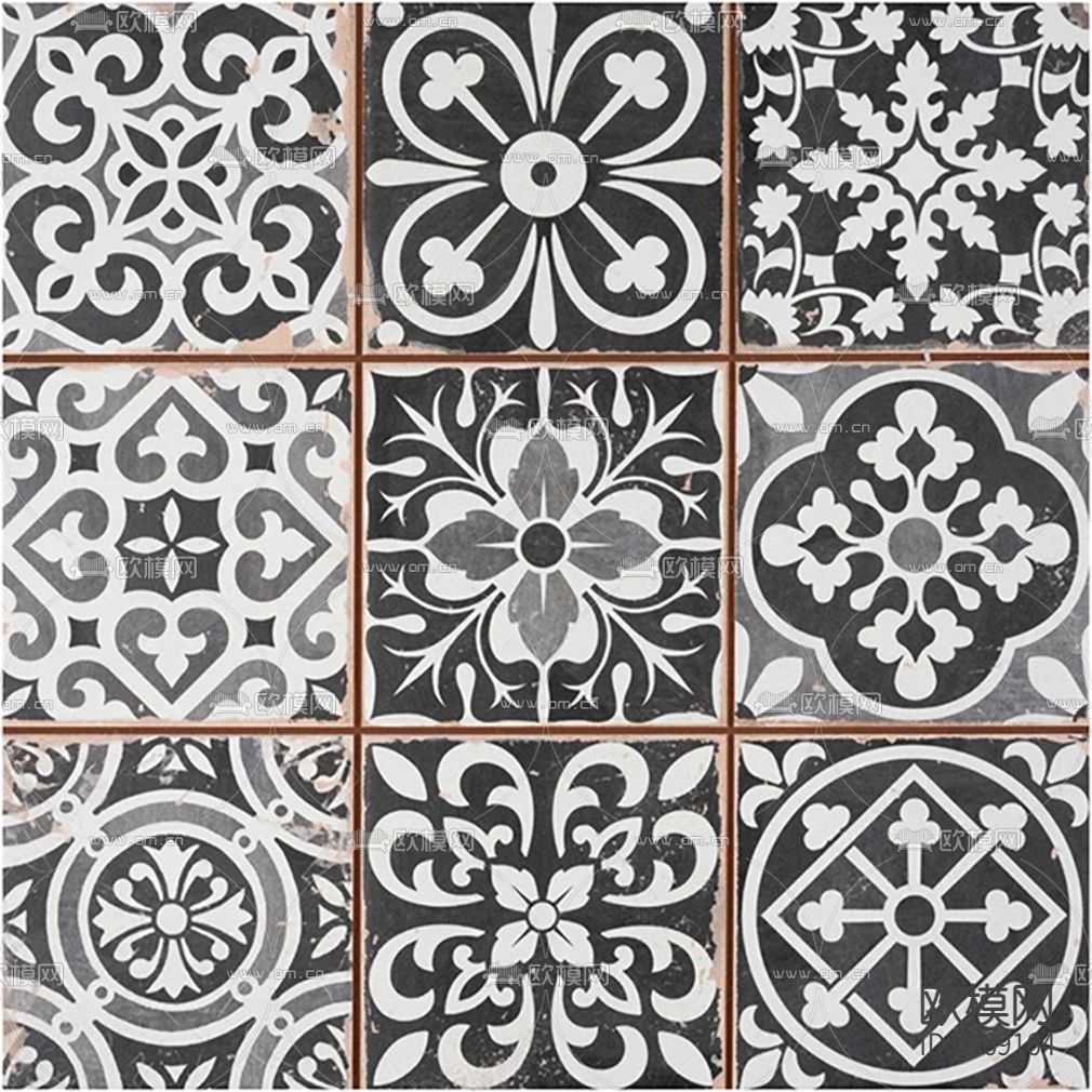 灰色欧式花砖贴图下载（渲染图3）