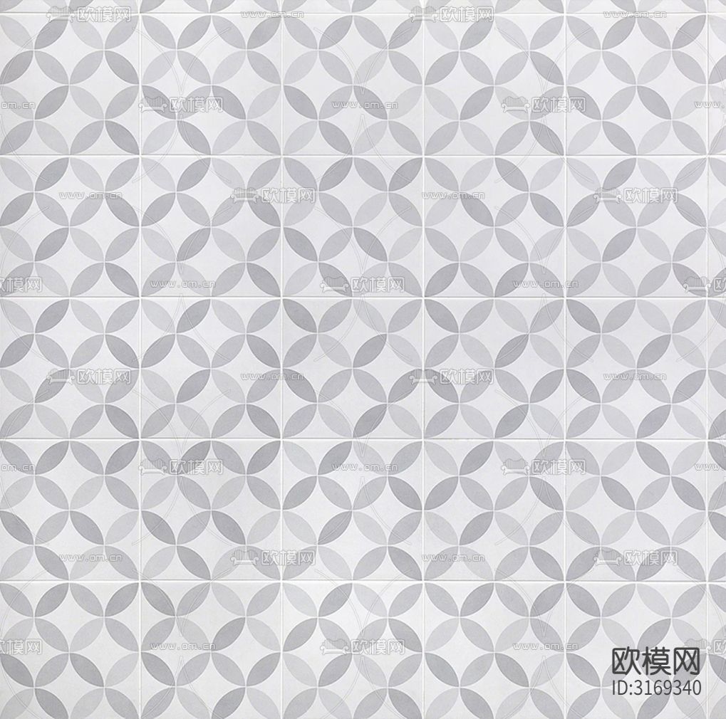白色现代简约花砖贴图下载（渲染图1）