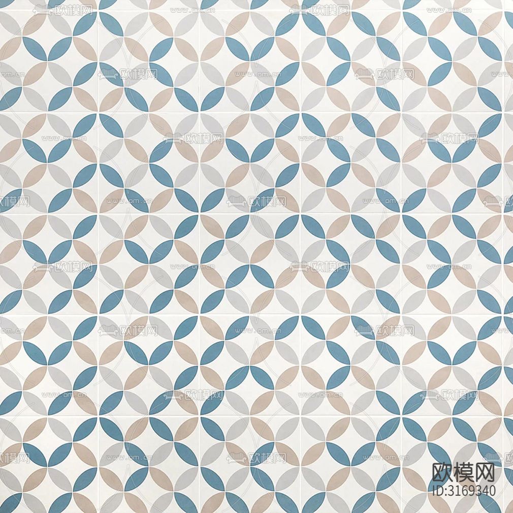 白色现代简约花砖贴图下载（渲染图2）