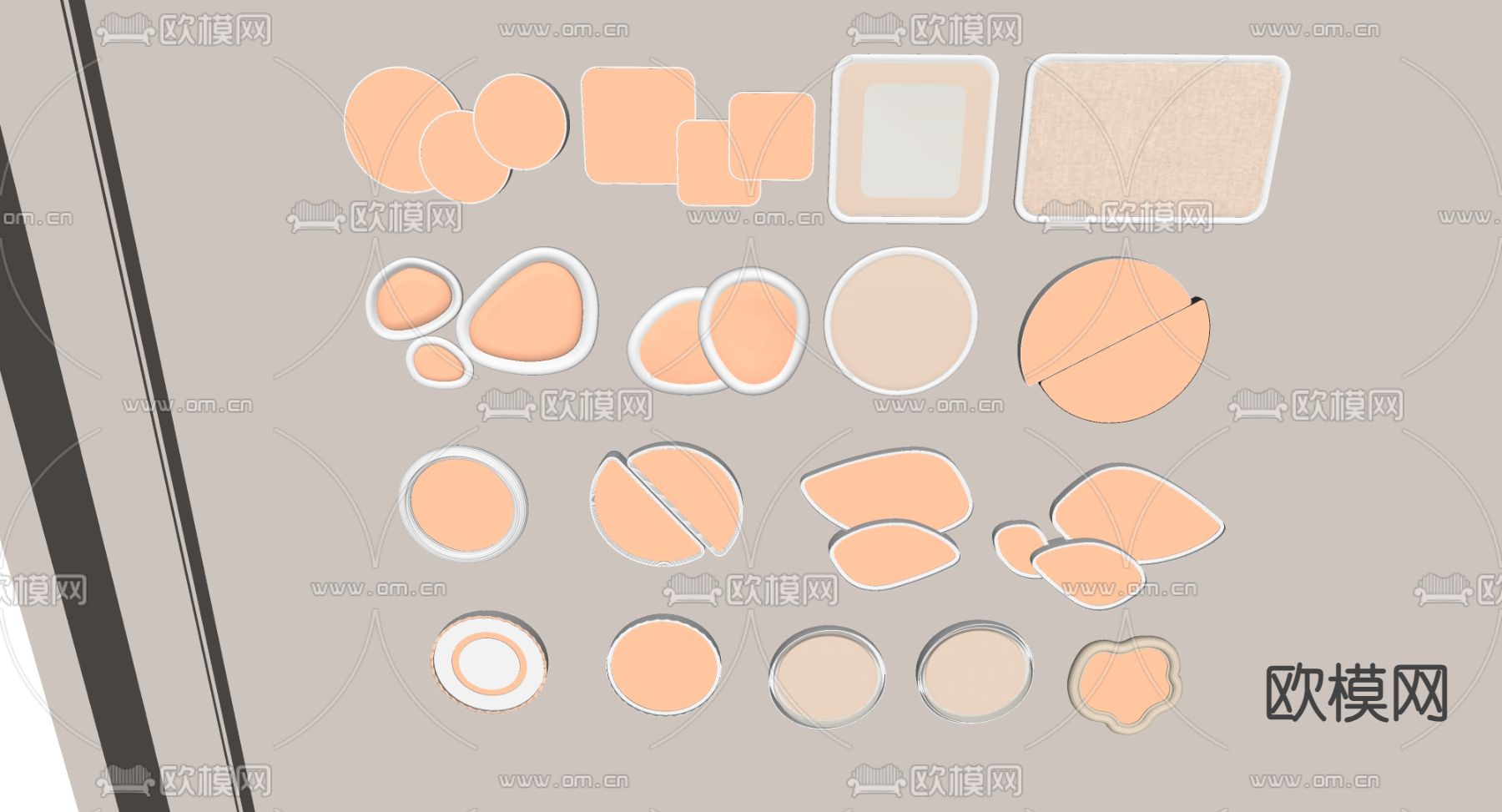 卧室灯 吸顶灯 几何形吸顶灯su模型下载（渲染图2）