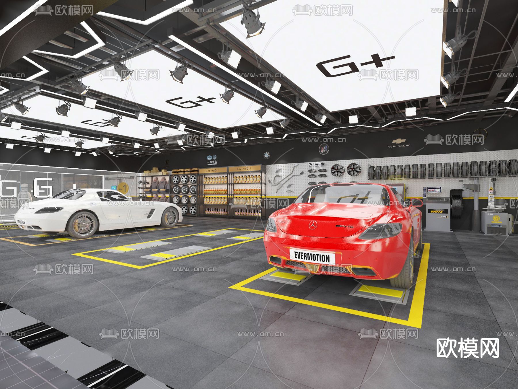 汽修店 4s店3d模型下载（渲染图4）