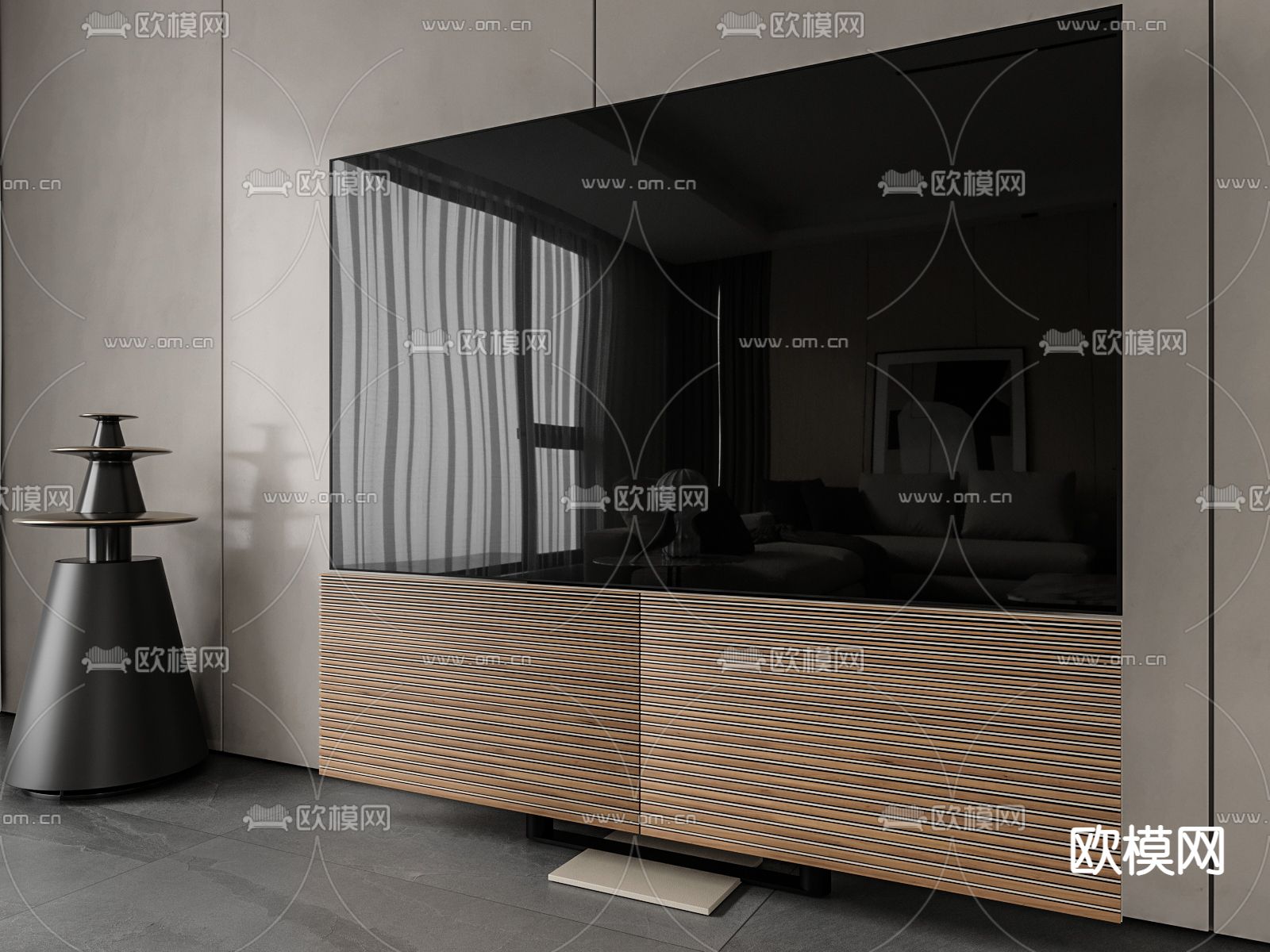 电视机su模型下载（渲染图2）