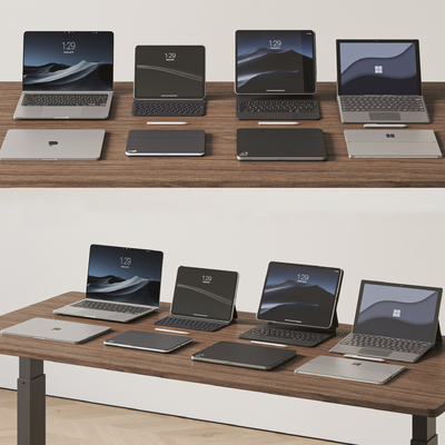  现代笔记本电脑 平板电脑su模型 