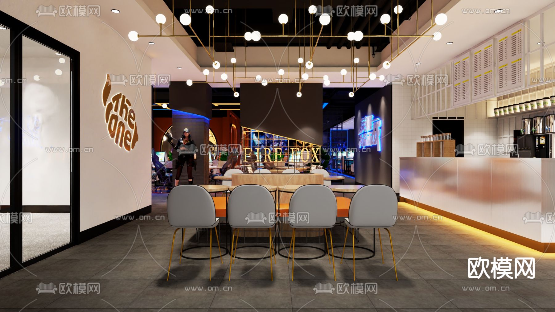 现代网咖 网吧3d模型下载（渲染图2）