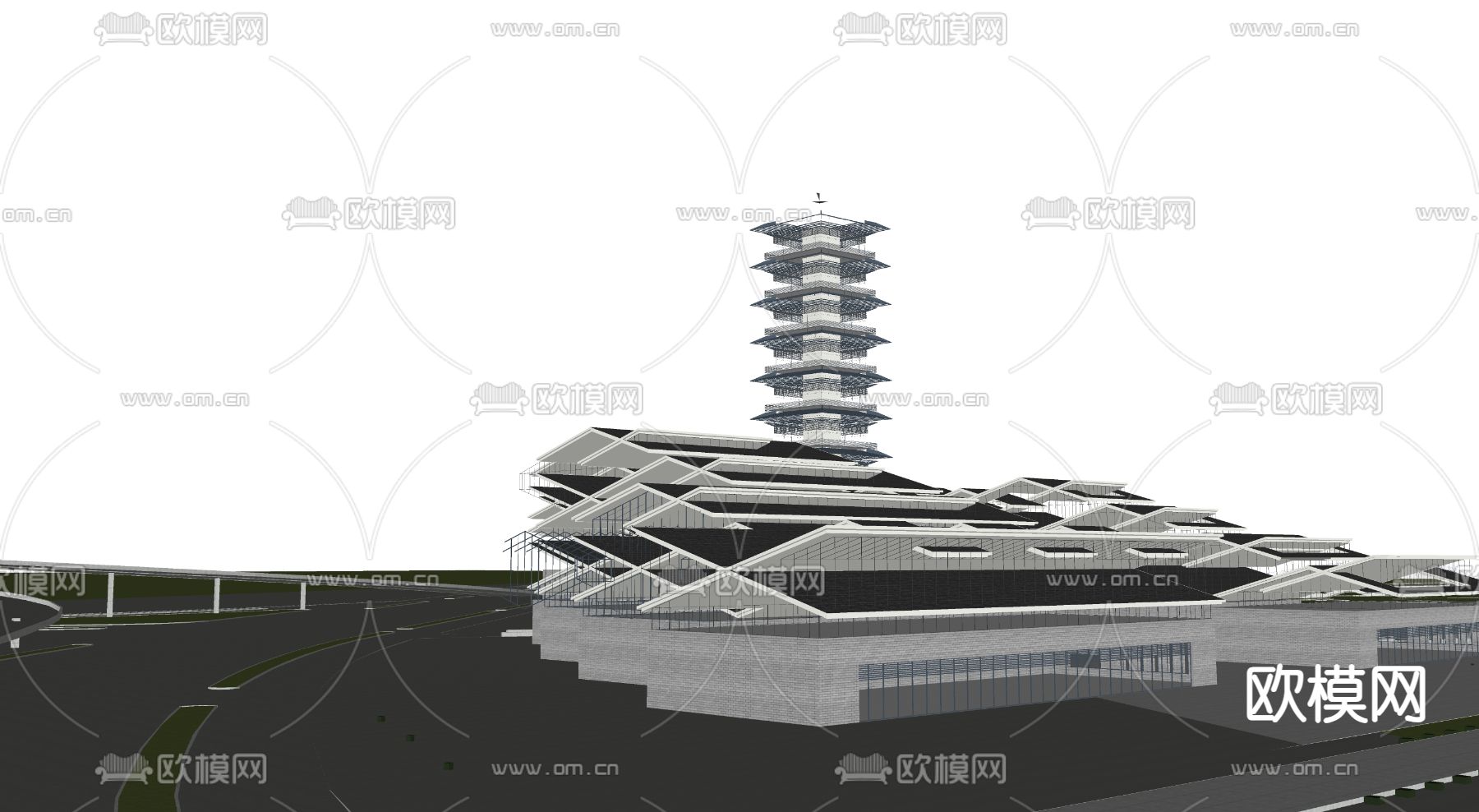 古街道古庙su模型下载（渲染图1）