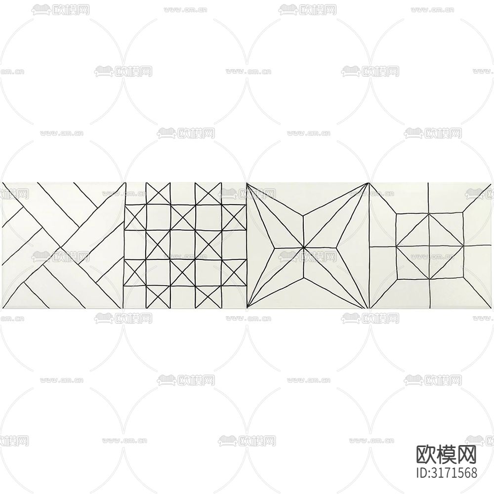 白色艺术花砖贴图下载（渲染图3）