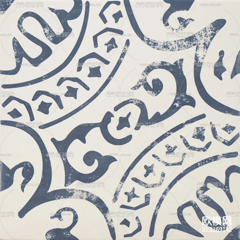 白色现代简约花砖贴图下载