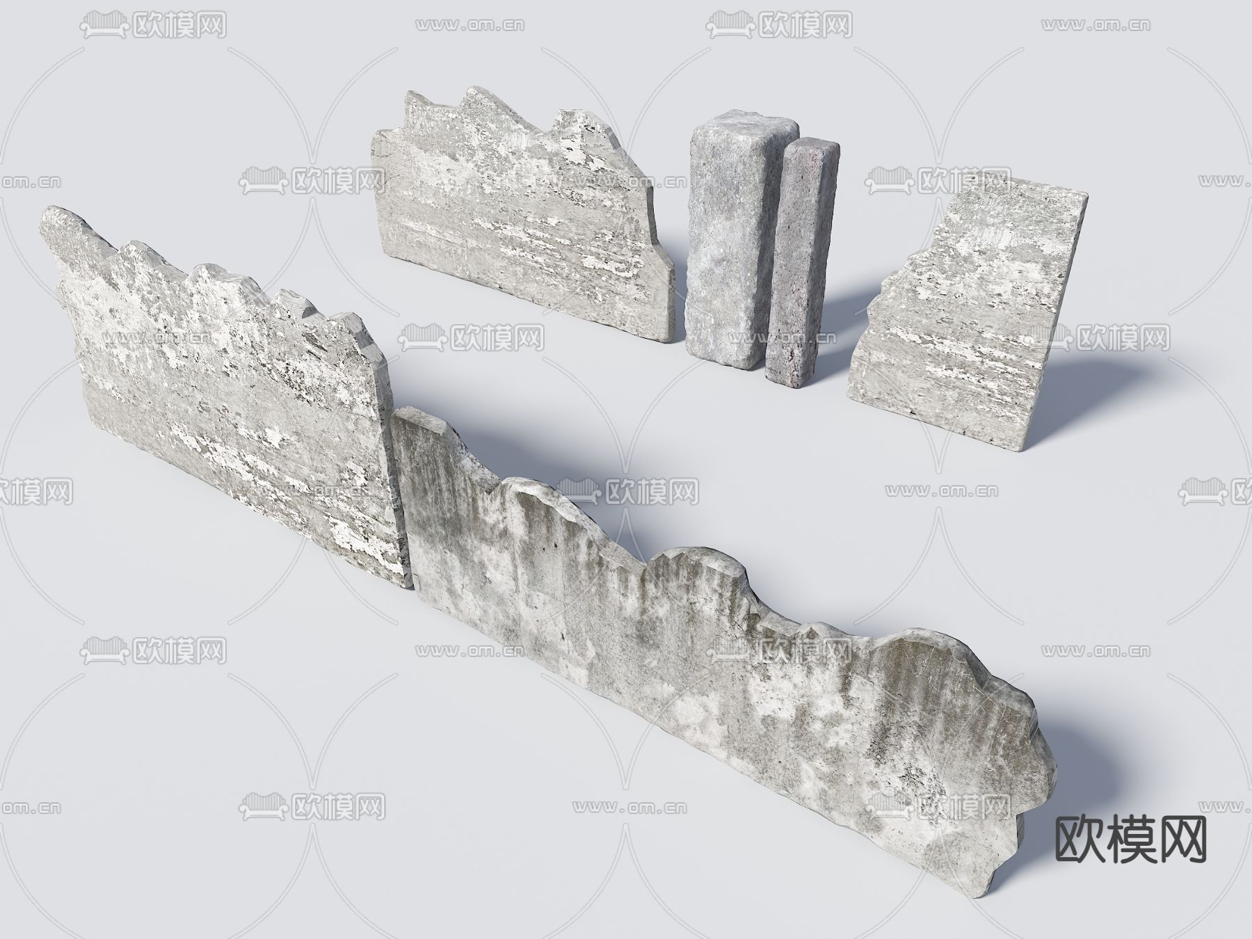 损坏红砖墙 墙砖 损坏水泥墙su模型下载（渲染图2）