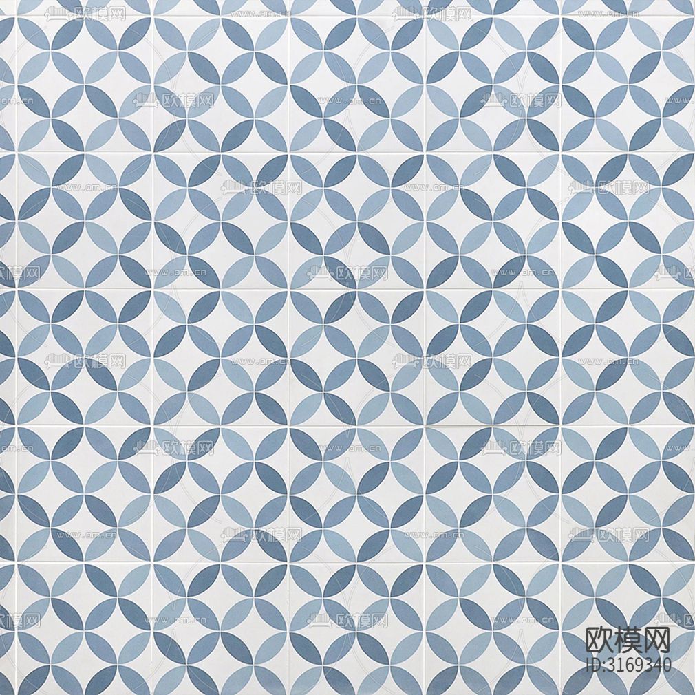 白色现代简约花砖贴图下载（渲染图3）