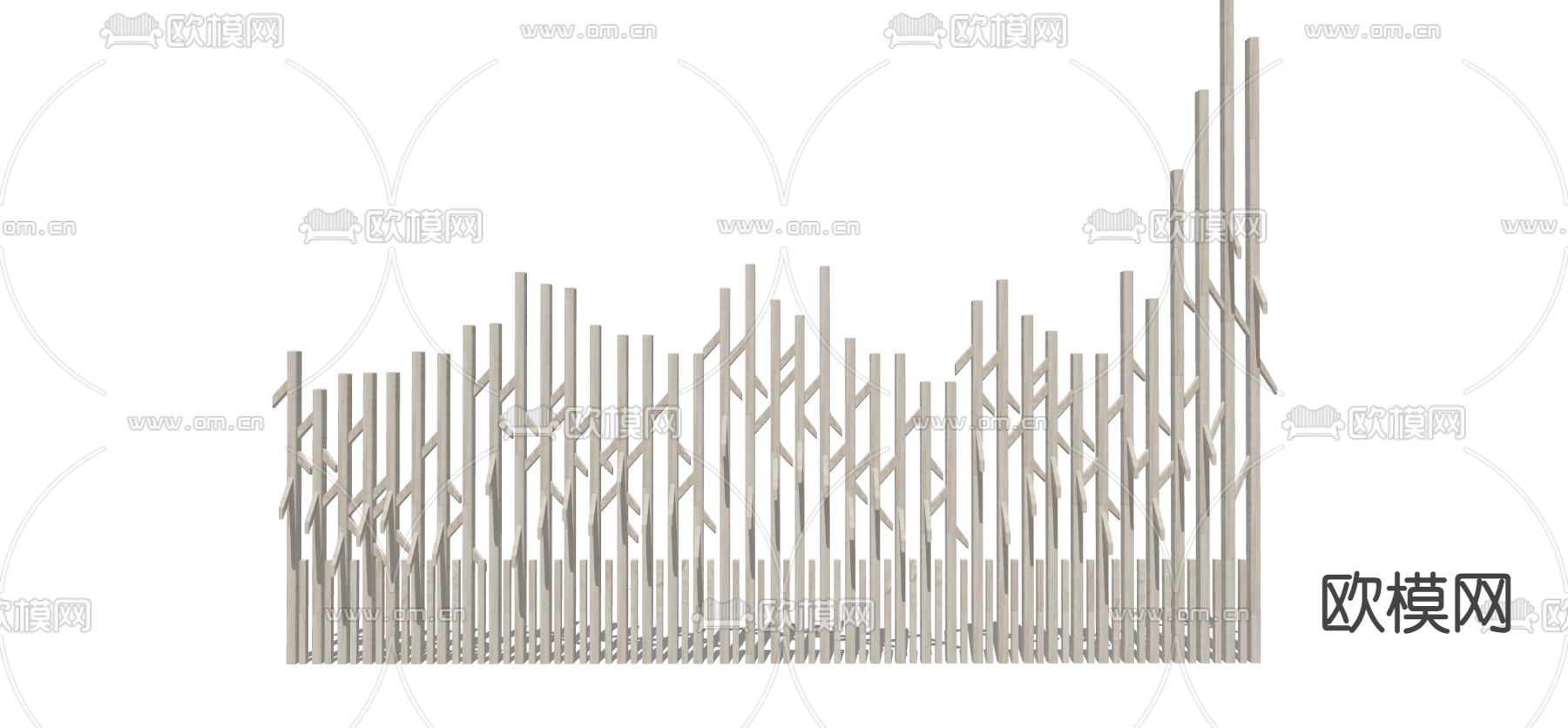 现代隔断 枯木隔断su模型下载（渲染图1）
