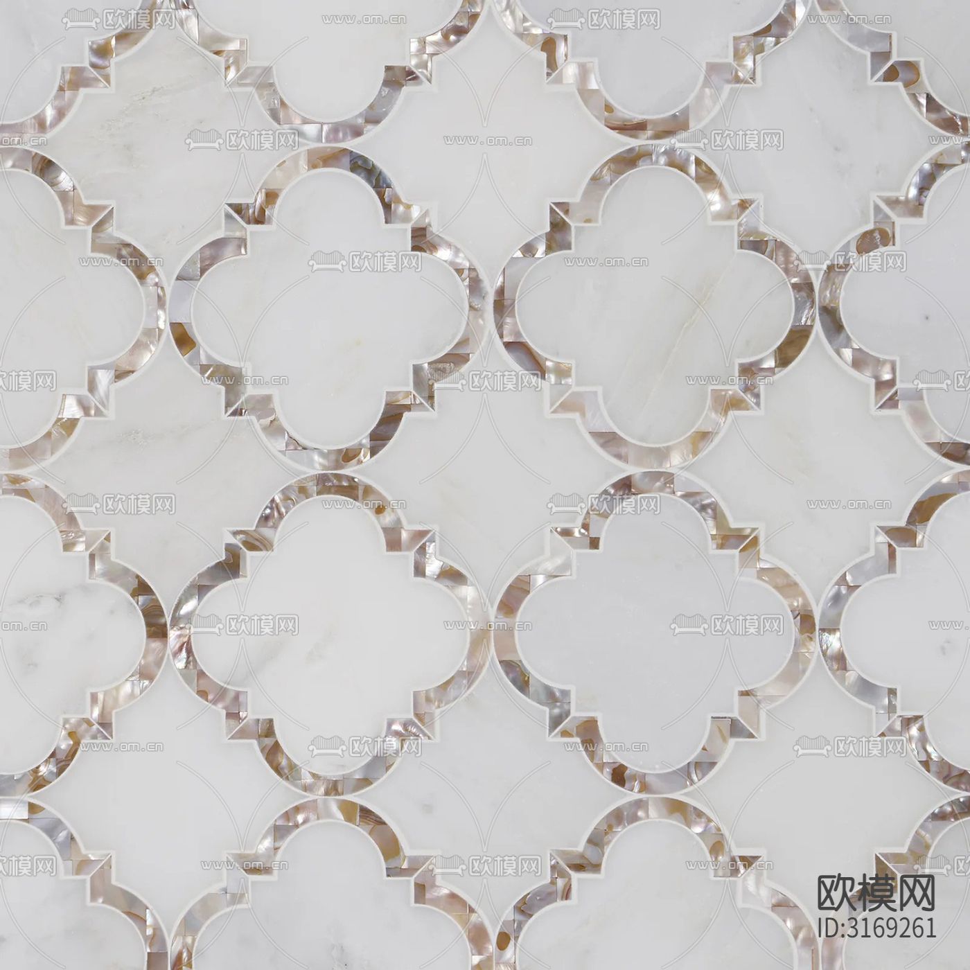 白色灯笼型葫芦石材纹马赛克贴图下载（渲染图2）