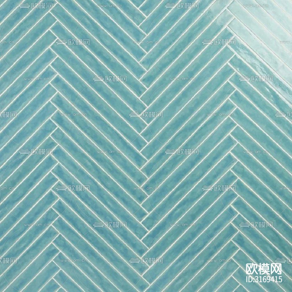 蓝色石材纹长条砖条形砖贴图下载（渲染图3）