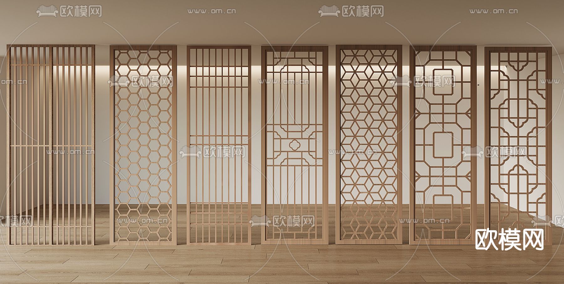 侘寂风屏风 隔断su模型下载（渲染图2）