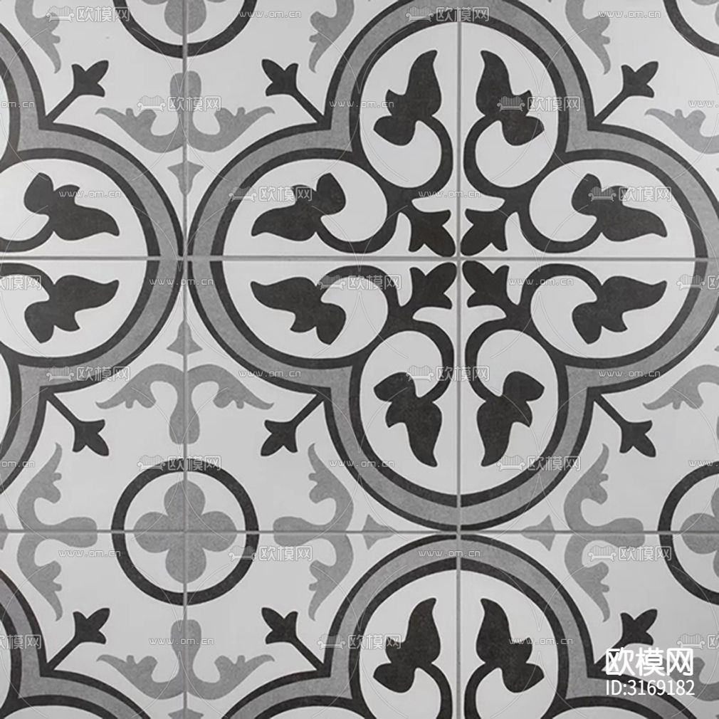 灰色现代花砖贴图下载（渲染图4）